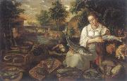 CAMPI, Vincenzo The Fischverkauferin oil painting on canvas